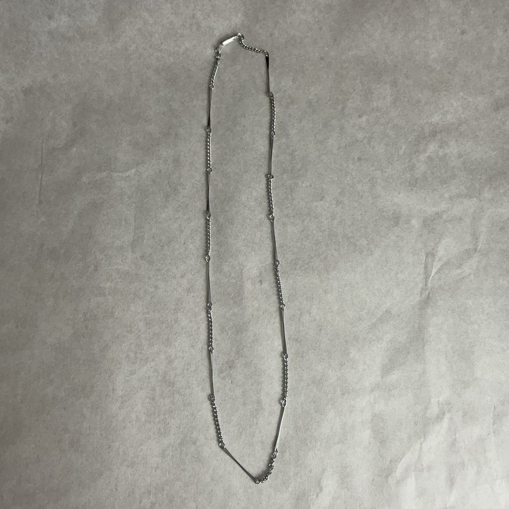 Sterling Silver Station Chain Necklace Lobster Clasp Womens Minimalist Layering